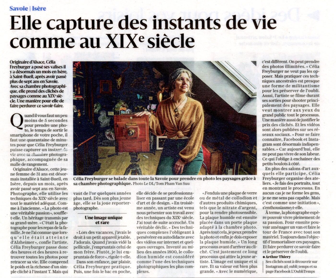 Article de presse consacré à L'Oubli Temps